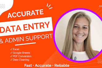 do data entry, excel and google sheets admin tasks