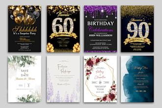 birthday, wedding, save the date invitations, greeting cards