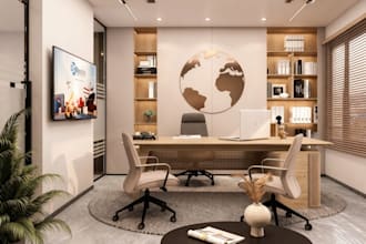 do 3d rendering and interior design for office and workspace