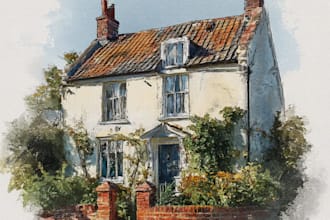 make a hand painted watercolour house portrait