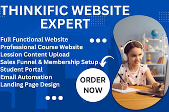 build thinkific online course website, upload course content thinkific expert