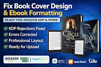 fix your book cover design, ebook formatting, kdp layout and fix kdp errors