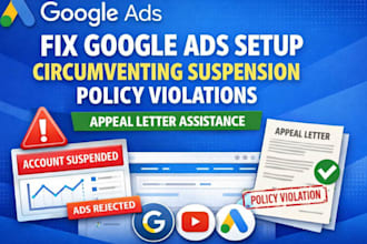 fix google ads setup circumventing suspension policy violations appeal letter
