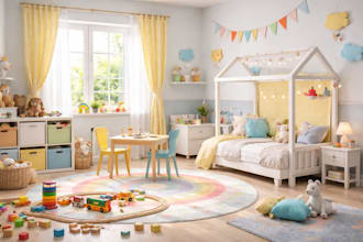 design a functional kids room, nursery or playroom with 3d layout