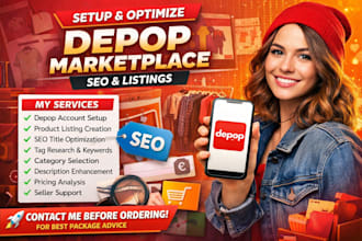 setup depop marketplace SEO optimization product listing tags seller support