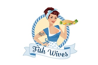 design mascot cartoon fish wives logo for you