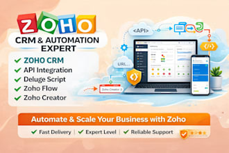 build zoho creator apps, CRM automation, API integrations, zoho flow and deluge
