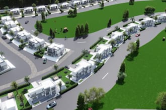 develop golf course community,holiday homes,property villa,aerial view rendering