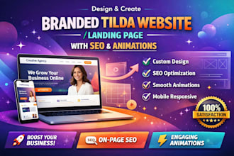 design modern branded tilda website landing page with store seo animations