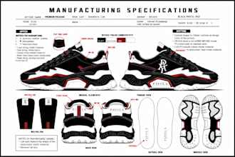 design footwear with tech pack for manufactury