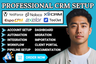 setup noloco tooljet crm espo crm nurturing axelor yetiforce crm data migration