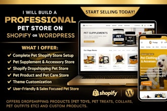 build pet supplement shopify store design pet accessories website redesign store
