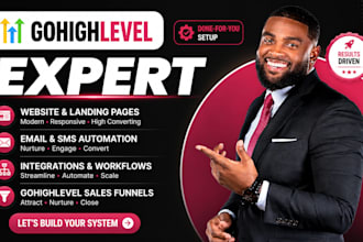 design ghl funnel, ghl website, ghl automation setup, landing page, ghl expert
