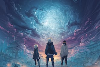 draw unique anime or cartoon album cover art