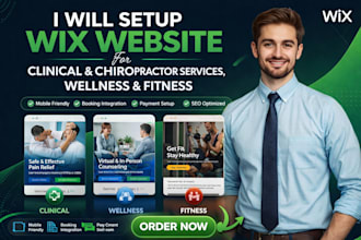 setup a wix website for clinical and chiropractor services, wellness and fitness