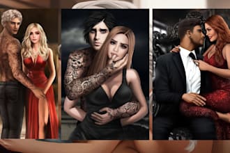 design dark nsfw mafia romance book cover semi realistic sexy character fiction