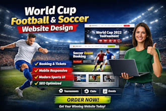 build world cup soccer landing page design booking football sport website