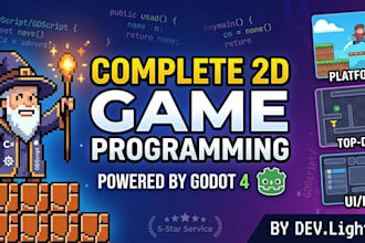 do the full 2d game programming for your project in godot 4