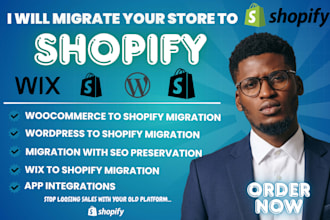 migrate wordpress to shopify, woocommerce to shopify, wix to shopify migration
