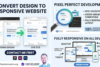 convert figma to HTML, CSS, react or responsive web page