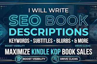 write SEO book description, keywords, subtitle to maximize kindle KDP book