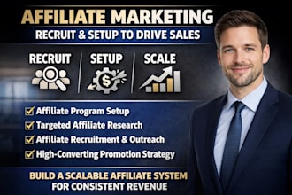 do affiliate marketing, recruit affiliate and setup your program for sales