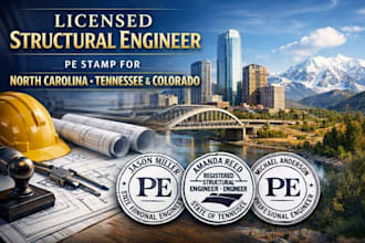 licensed structural engineer, pe stamp for north carolina, tennessee, colorado