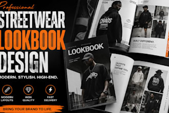 design a modern fashion stylish streetwear lookbook for your clothing brand