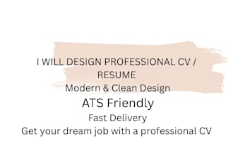 design a professional CV, resume and cover letter