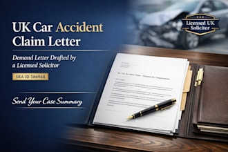 draft a UK car accident claim demand letter as a licensed solicitor