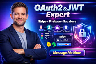 oauth2 jwt, social login, stripe api, firebase and superbase backend
