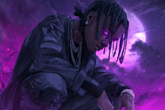 create anime emo rap hiphop album music cover art