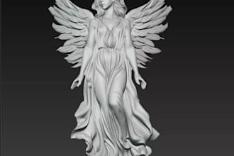sculpt 3d fantasy character,collectible figure,angel statues,stl decorative wing