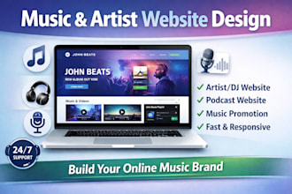 design music website, artist website, dj website and podcast website