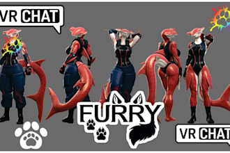 model realistic furry nsfw vrchat avatar, 3d vtuber model, 3d fursona model, vfm