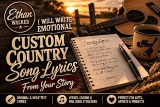 write emotional ai country song lyrics from your story