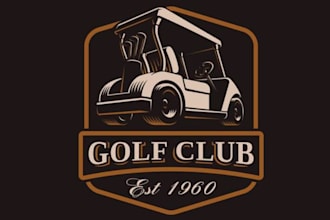 do high quality golf cart mascot logo with t shirt design