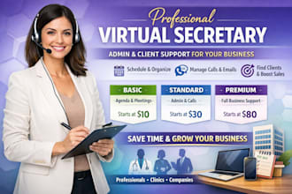 be your professional virtual secretary for scheduling, clients and admin support