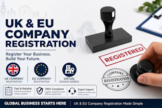 register UK and eu company with virtual address and documents