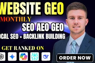 do monthly website GEO SEO aeo local and off page backlink building