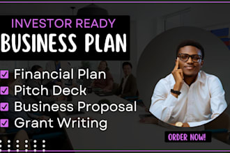 write investor ready business plan, proposal, pitch deck, business plan writer