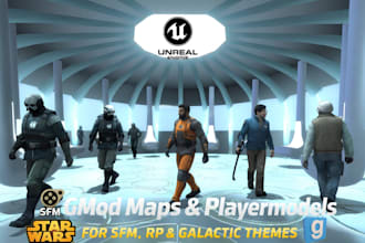 create a gmod map, and gmod playermodel, dark rp, sfm, and sci fi worlds