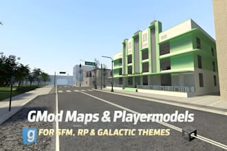 create a gmod map, and gmod playermodel, dark rp, sfm, and sci fi worlds