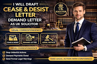 draft cease and desist letter, demand letter, and legal notice