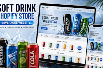 design soft drink shopify store beverages website soda energy drink
