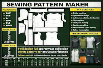 design full sportswear collection sewing patterns for activewear brands