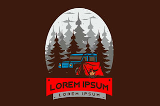 make high quality outdoor camp mascot logo with t shirt design