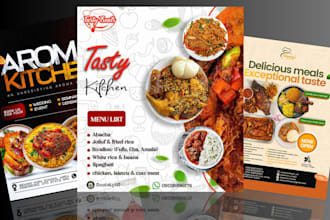 design an attractive restaurant menu design, food flyer, and cafe menu
