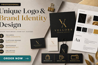 create unique logo design brand identity clothing branding kit business graphics