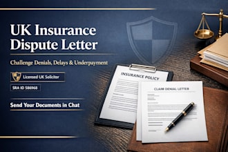draft a UK insurance dispute legal letter as a licensed solicitor